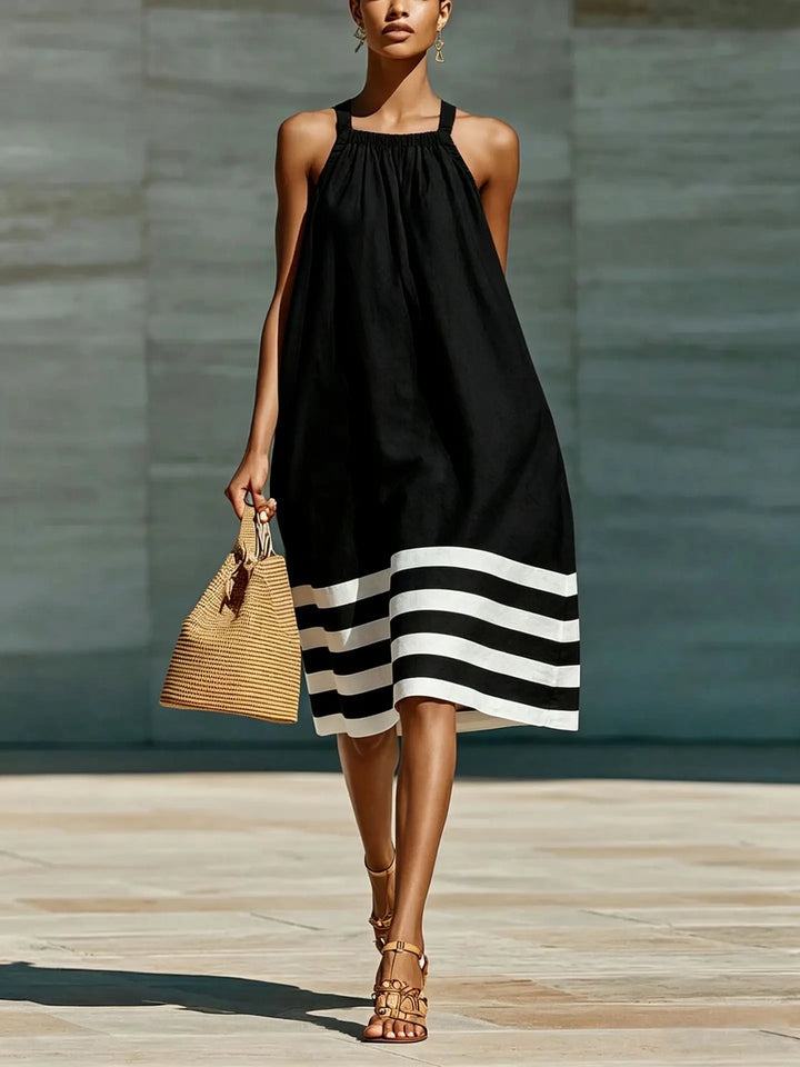 Morrene Striped Boho Midi Dress