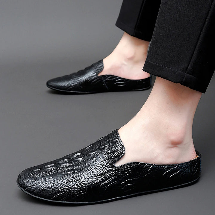 Lennon Crocodile Mule Loafers