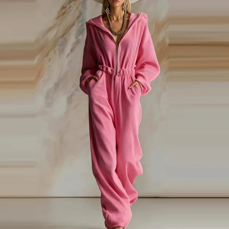 Mireva Ribbed Hooded Jumpsuit