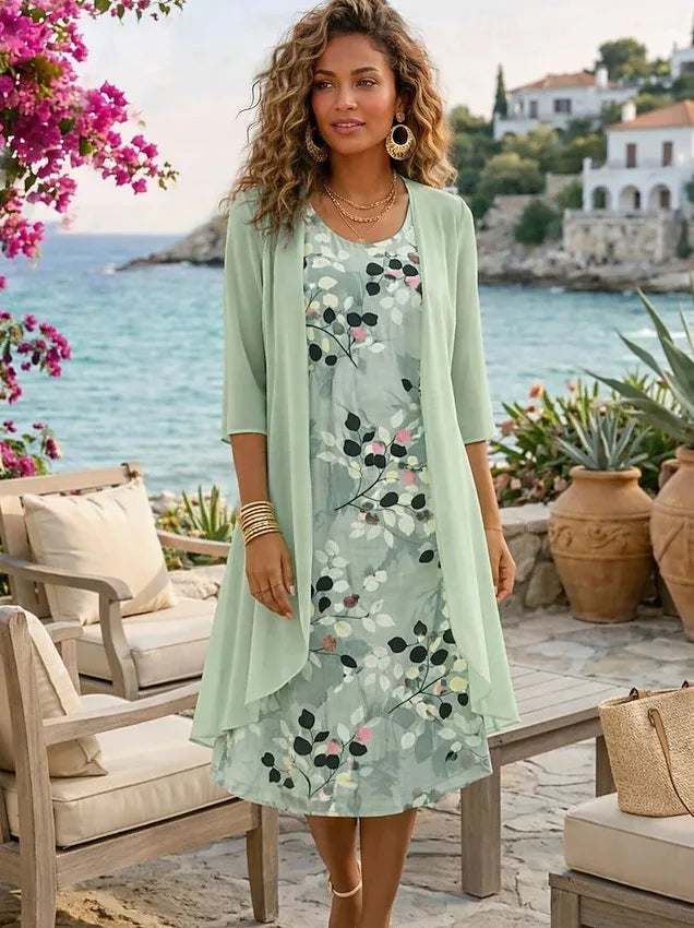Morgan Florak Print Midi Dress Set