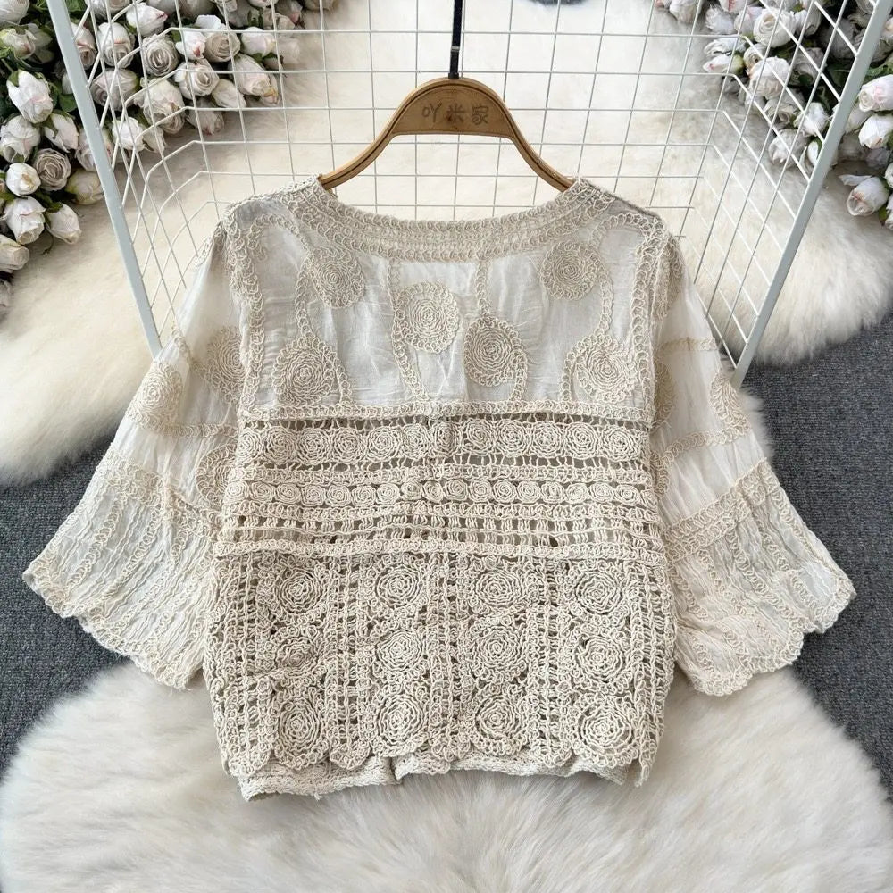 Delilah Embroidered Crochet Blouse