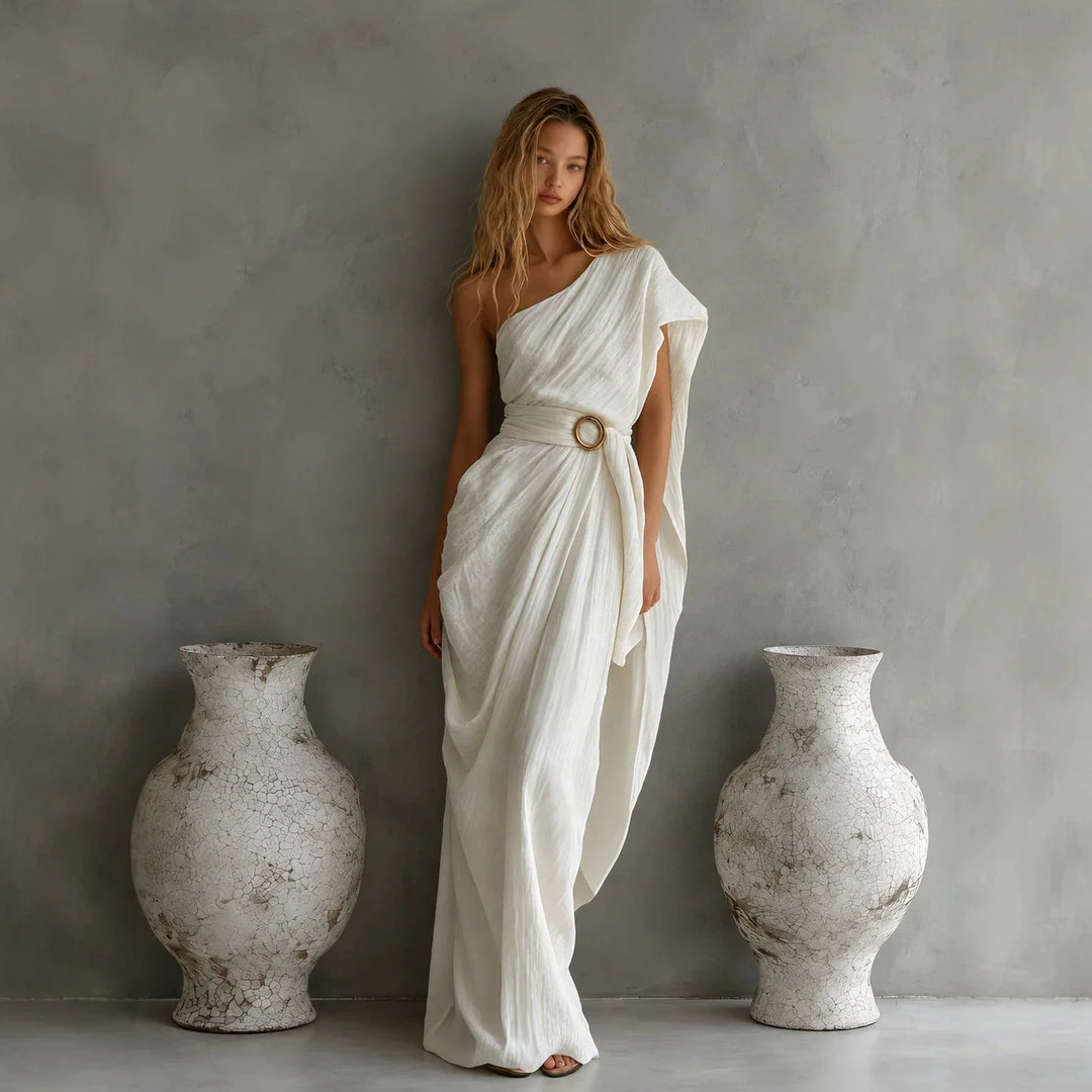 Stephanie Elegant One Shoulder High Waist Maxi Dress