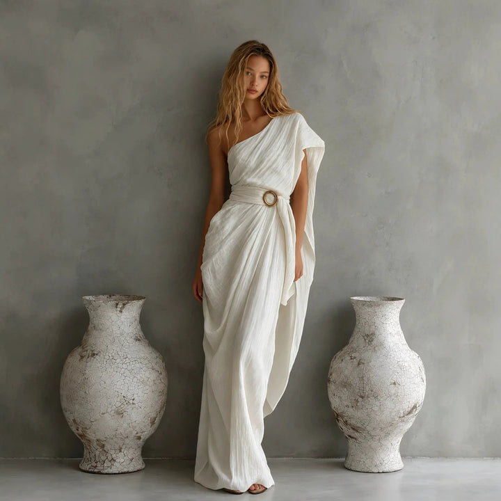 Stephanie Elegant One Shoulder High Waist Maxi Dress