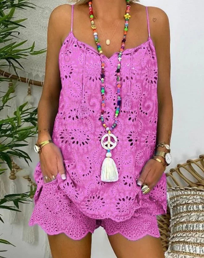 Bianca Soft Ruffled Embroidery Casual Set