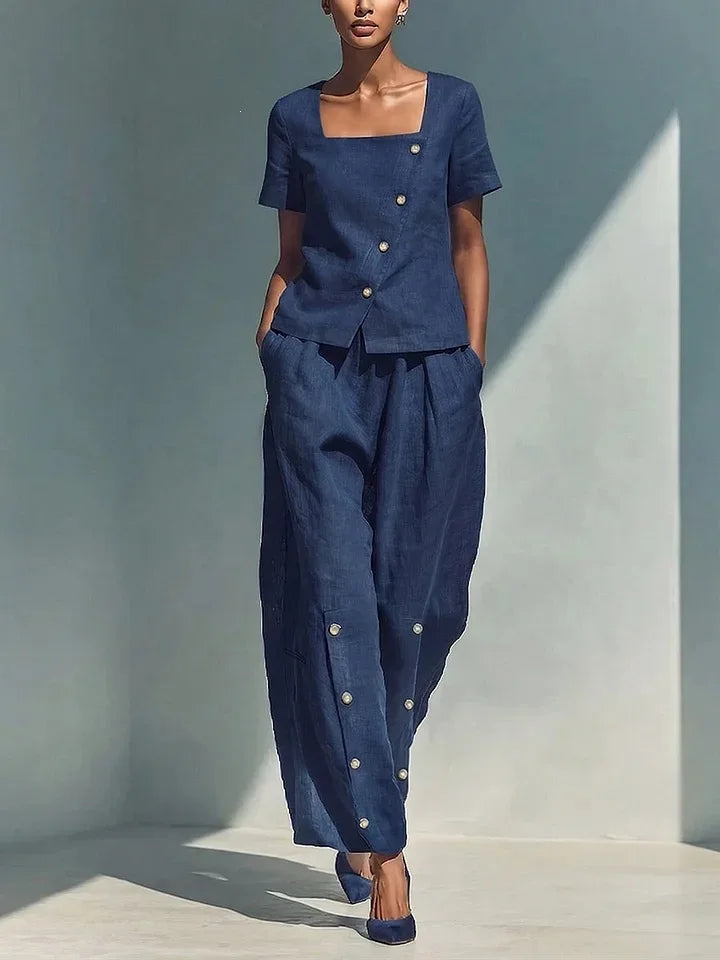 Nicole Button Front Trouser Set