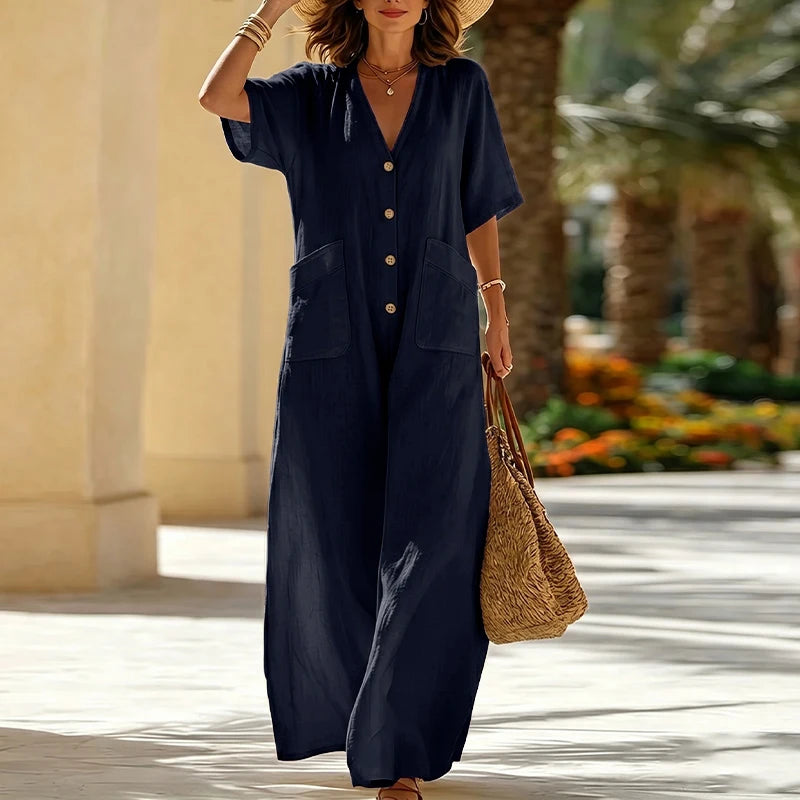 Rhea Relaxed Short Sleeve Casual Jumpsuit
