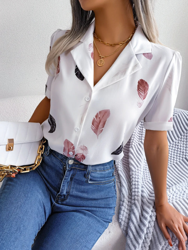 Sandra Feather Print Blouse