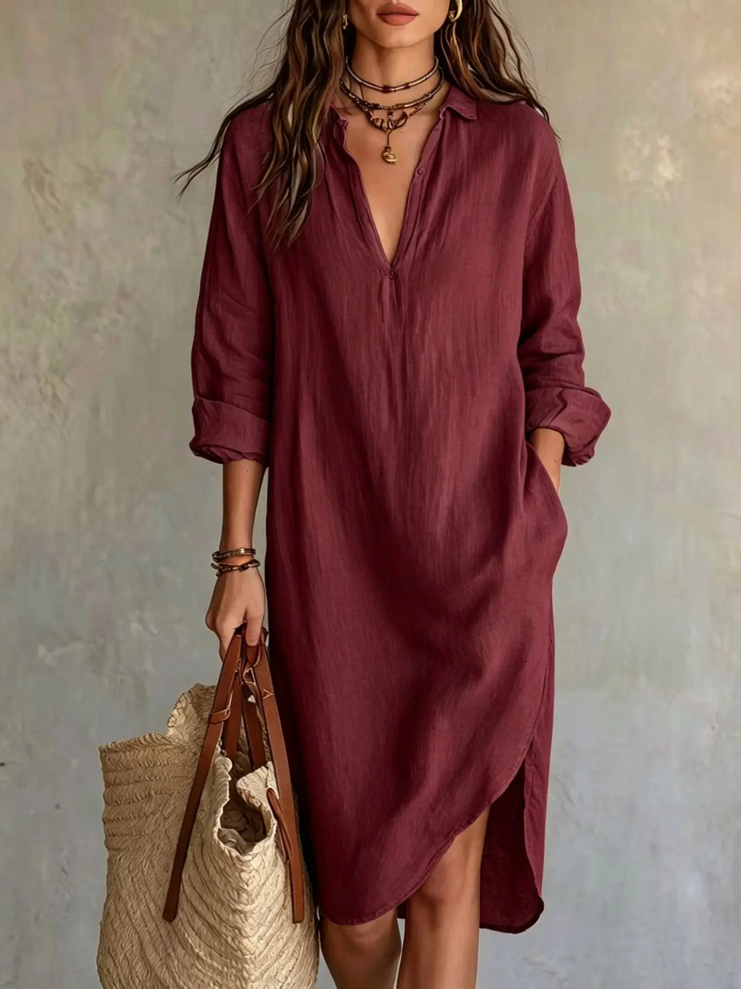Elodie Pocket Midi Shirt Dress
