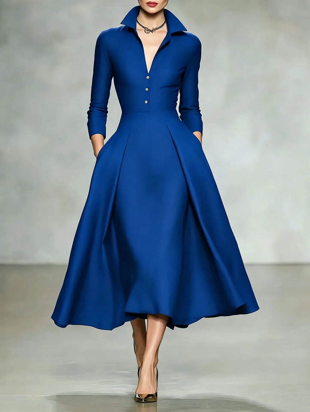 Giovanna Elegant Lapel Midi Dress