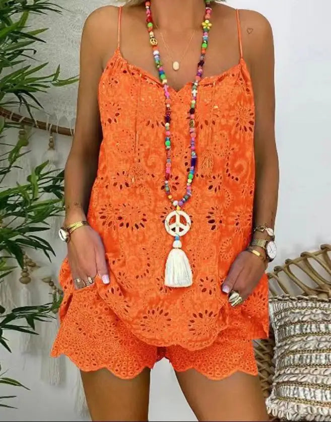 Bianca Soft Ruffled Embroidery Casual Set