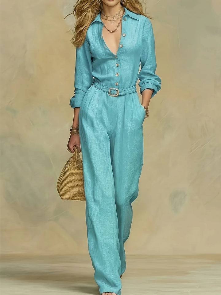 Emilia Belted Button Jumpsuit