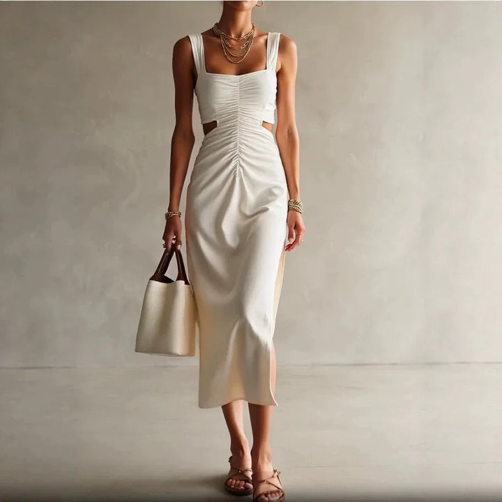 Elara Chic Ruched Maxi Dress
