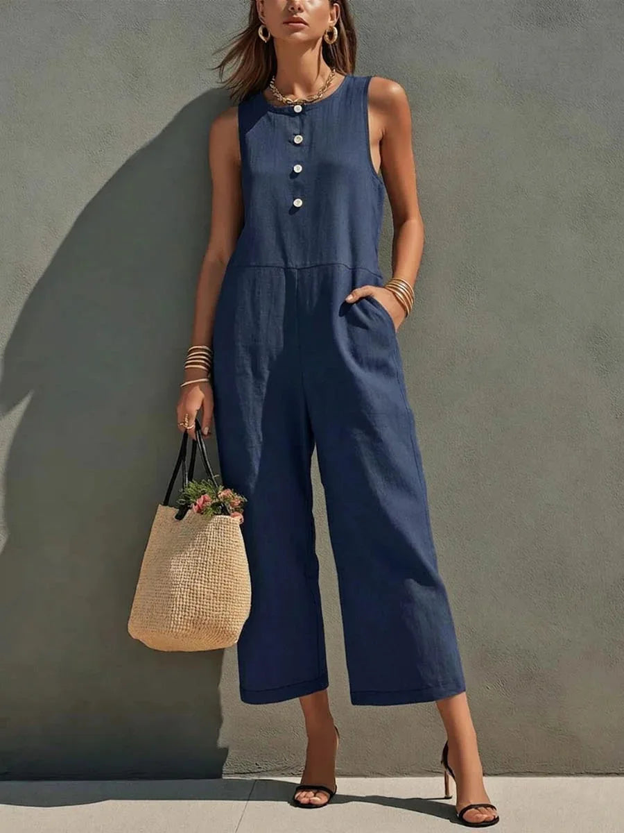 Jacqueline Wide Leg Linen Jumpsuit