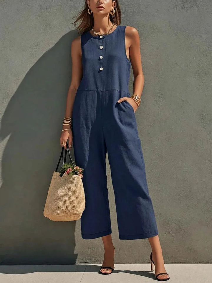 Jacqueline Wide Leg Linen Jumpsuit