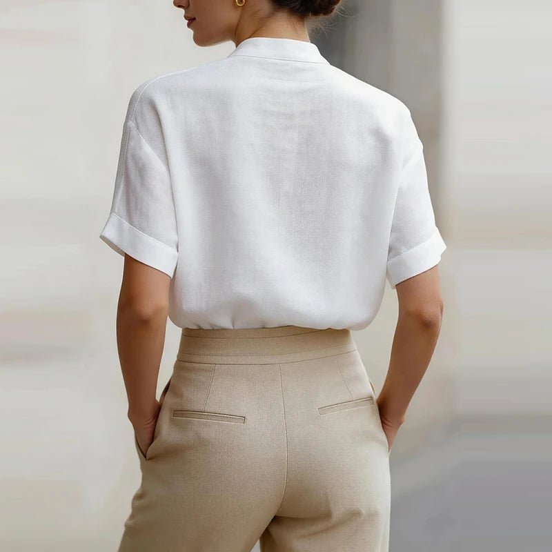 Aveline Button Front V Neck Blouse