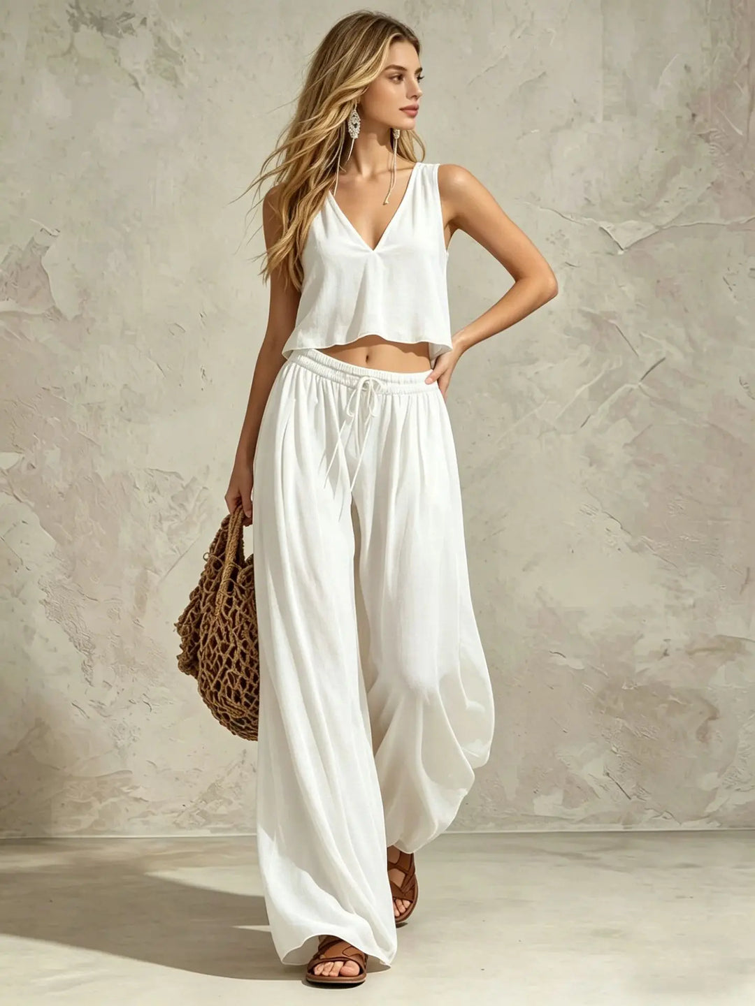 Heather Casual Summer Trouser Set