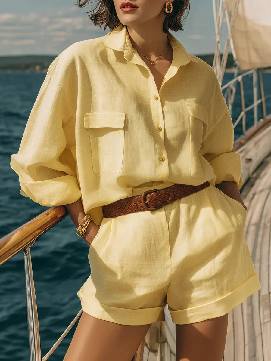 Avery Casual Long Sleeve Breasted Two-Piece Set