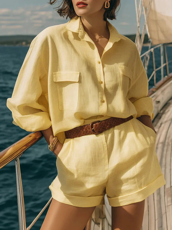 Avery Casual Long Sleeve Breasted Two-Piece Set