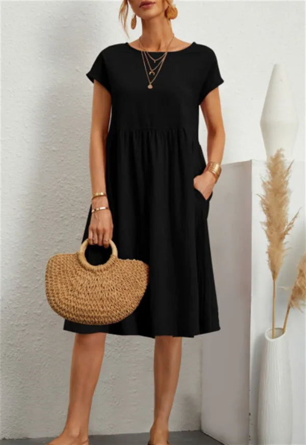 Savannah Linen Pocket Midi Dress