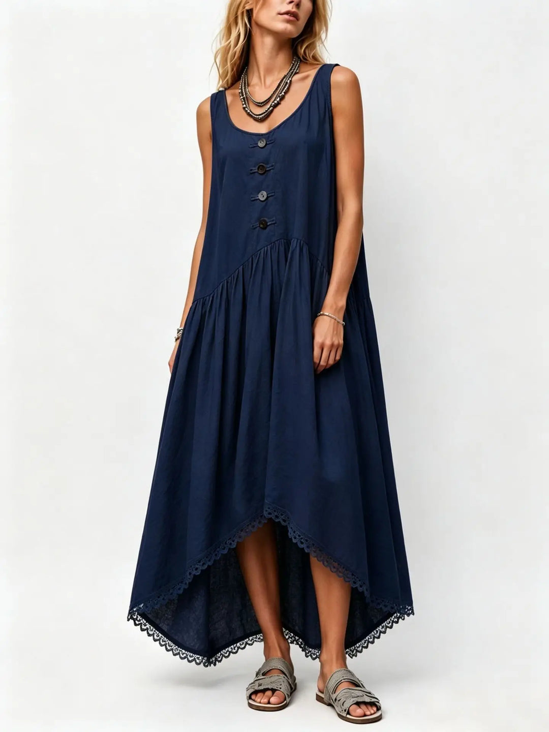 Taylor Flowy Asymmetrical Midi Dress