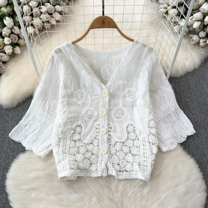 Delilah Embroidered Crochet Blouse