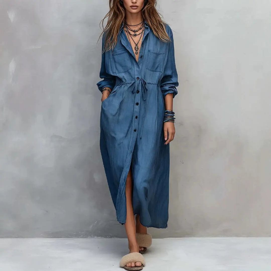 Kendall Button Front Midi Dress