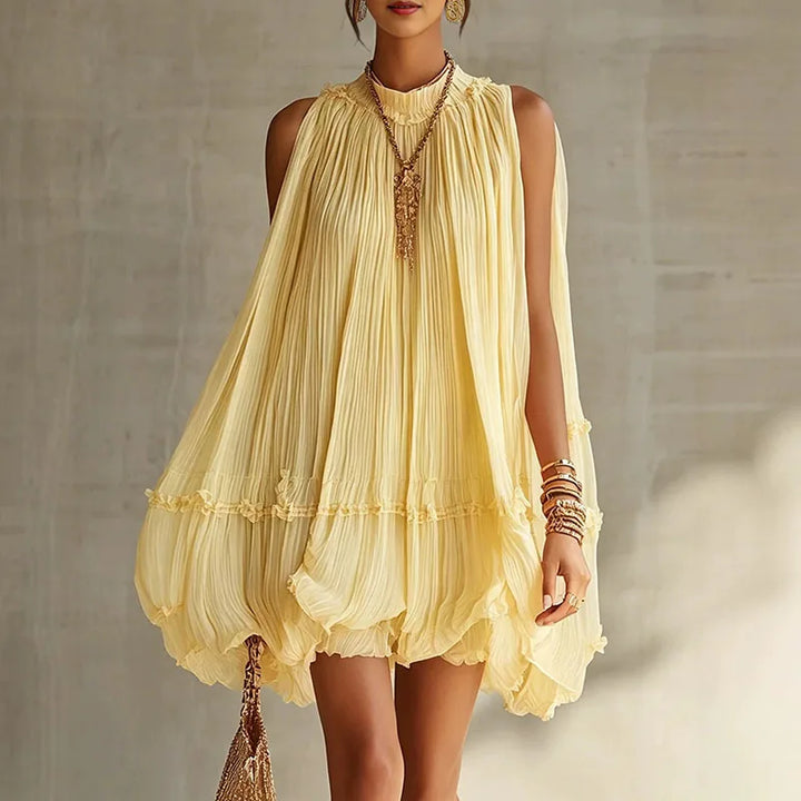 Colette Pleated Halter Mini Dress