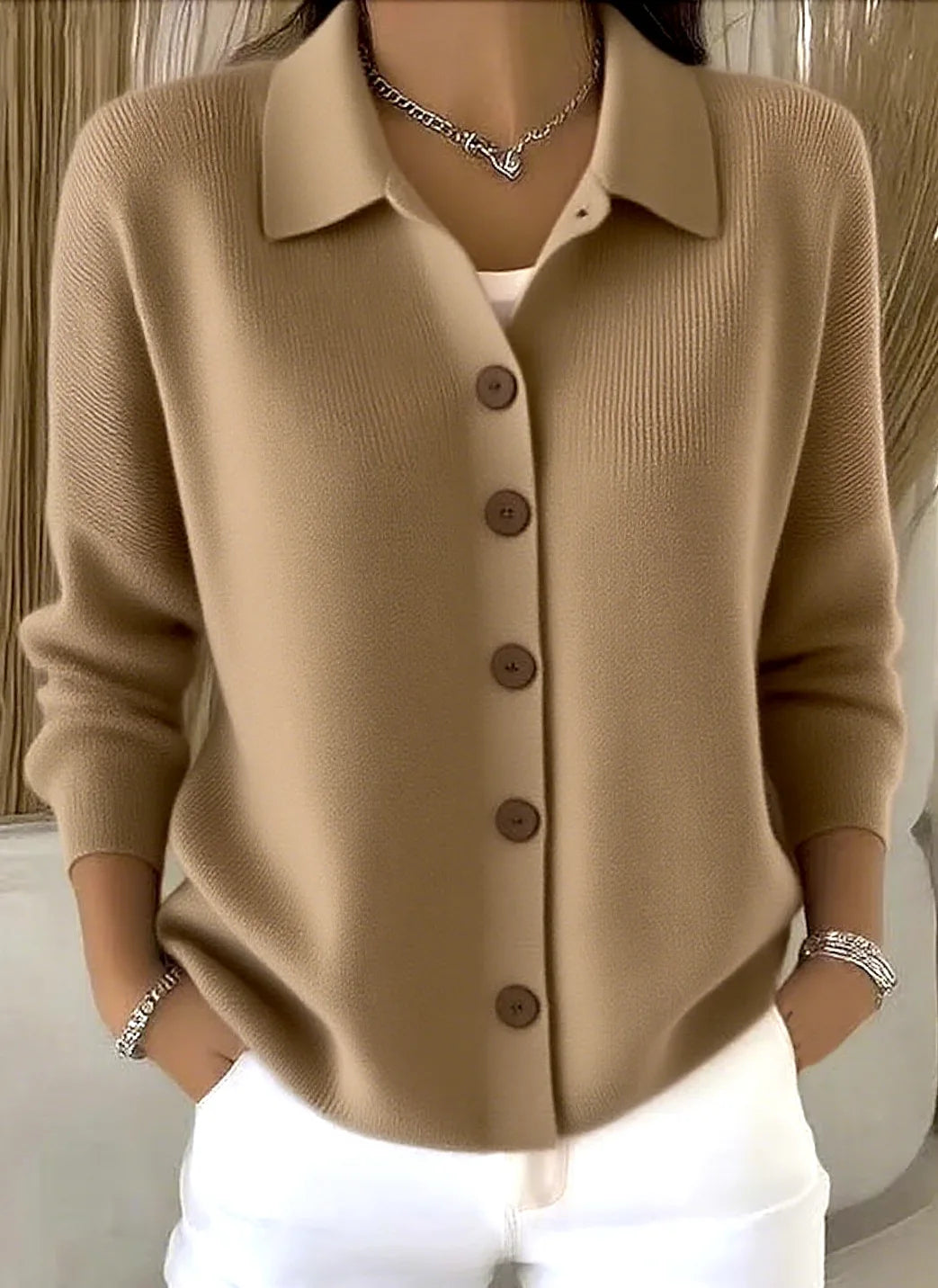 Genevieve Collared Knit Cardigan