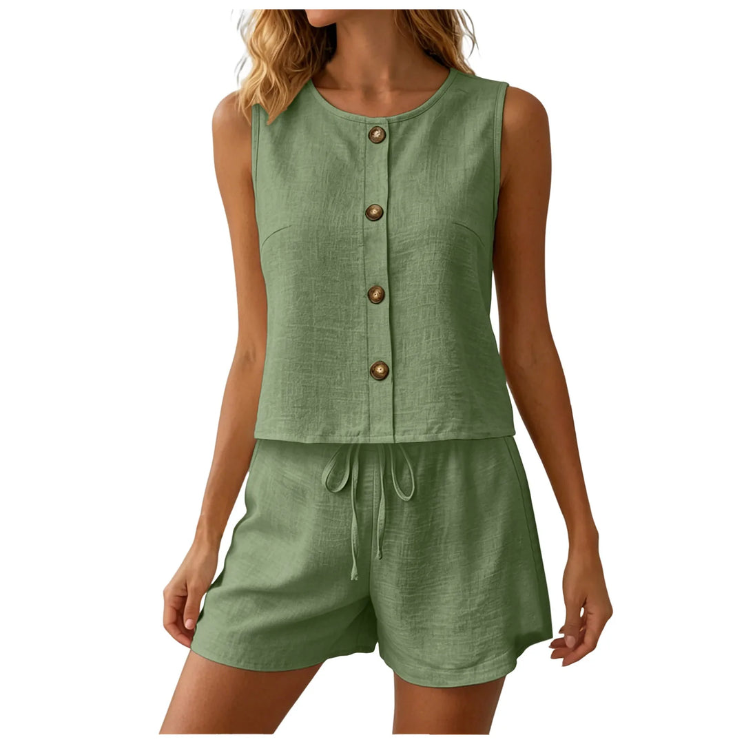 Camille Casual Sleeveless Matching Shorts Set