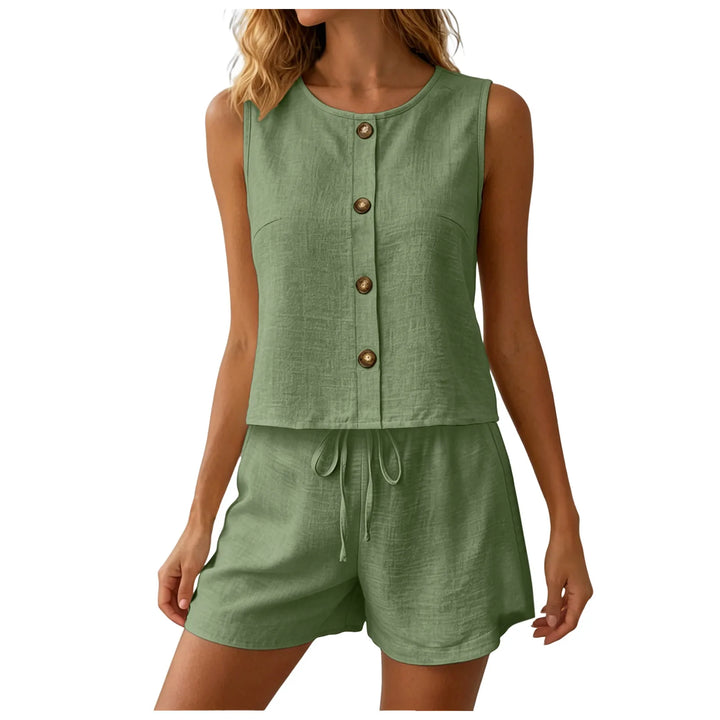 Camille Casual Sleeveless Matching Shorts Set