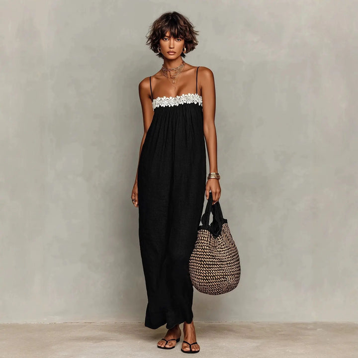 Zaria Contrast Trim Elegant Maxi Dress
