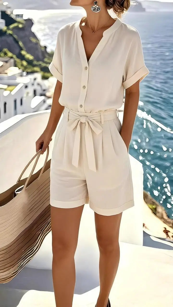 Elowen Lightweight Linen-Blend Romper
