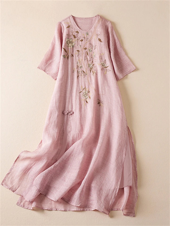 Khloe Embroidered Chiffon Maxi Dress
