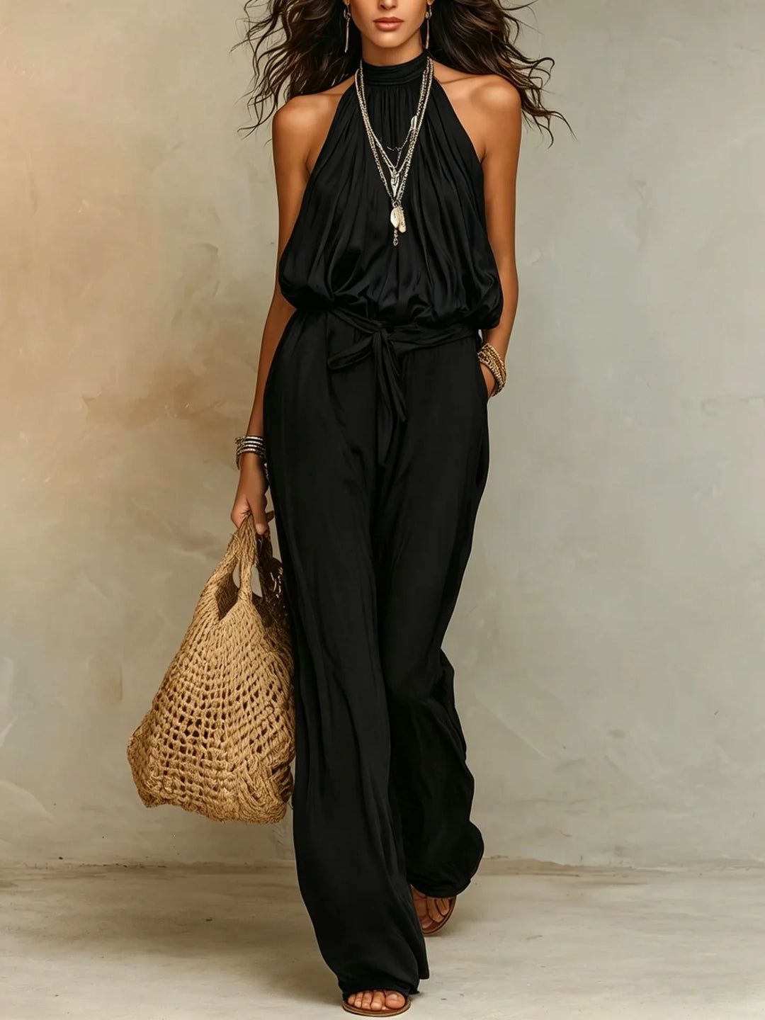 Rhea Halter Wide Leg Jumpsuit