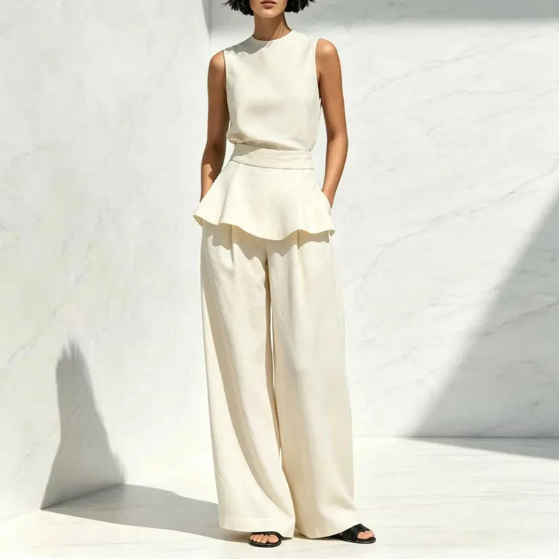 Camila Sleeveless Wide Leg Pants Set