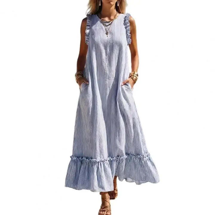 Kelsey Striped Ruffle Maxi Dress
