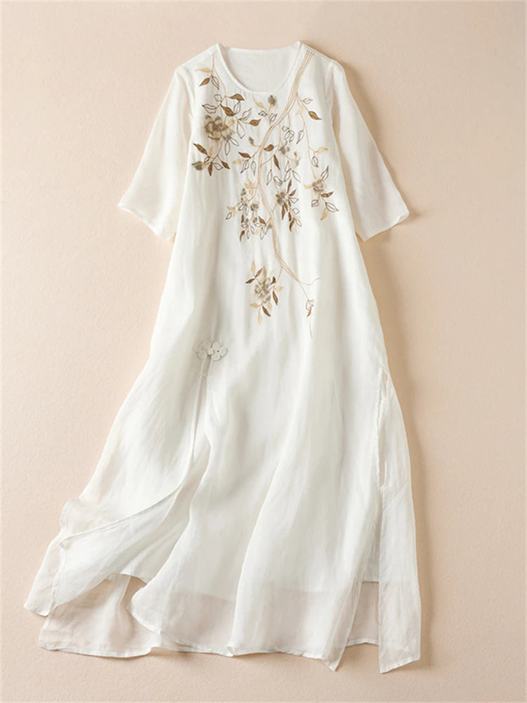 Khloe Embroidered Chiffon Maxi Dress