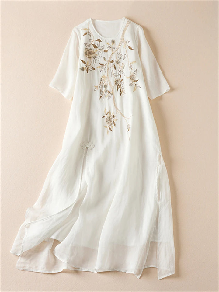 Khloe Embroidered Chiffon Maxi Dress