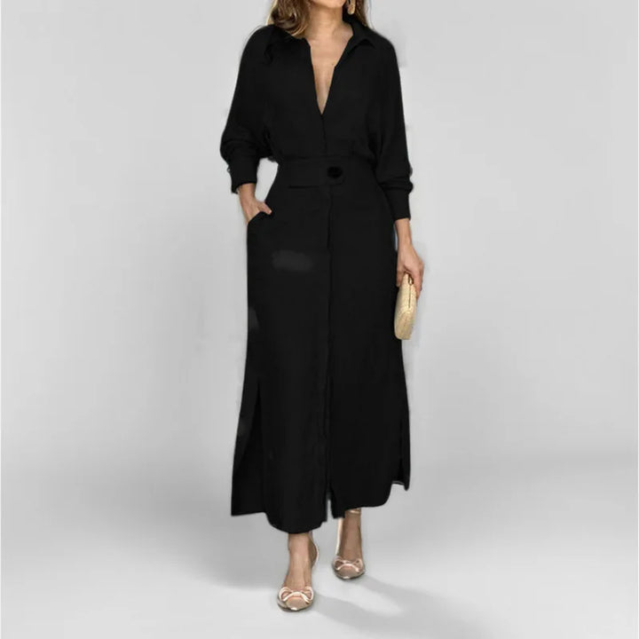 Evangeline V Neck Maxi Shirt Dress