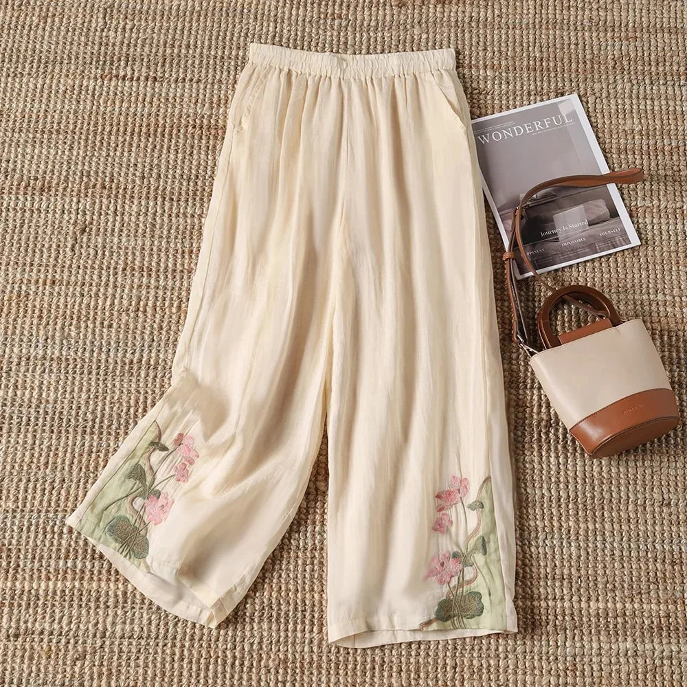 Nori Embroidered Wide Leg Pants