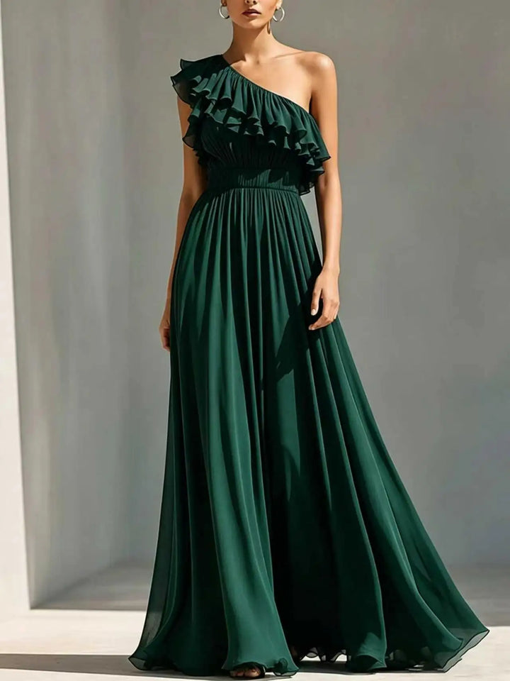Arabella One Shoulder Pleated Wedding Guest Dress