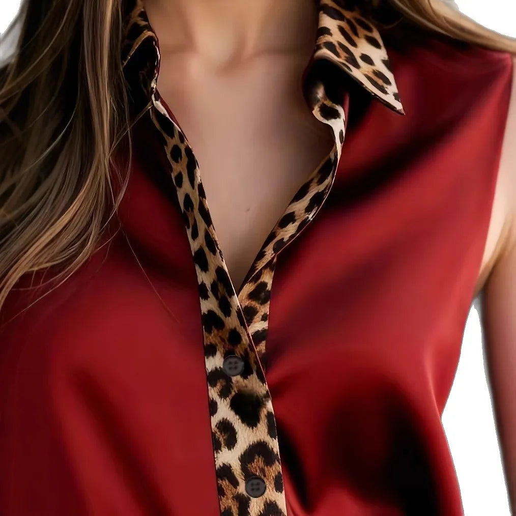 Auriel Leopard Satin Blouse