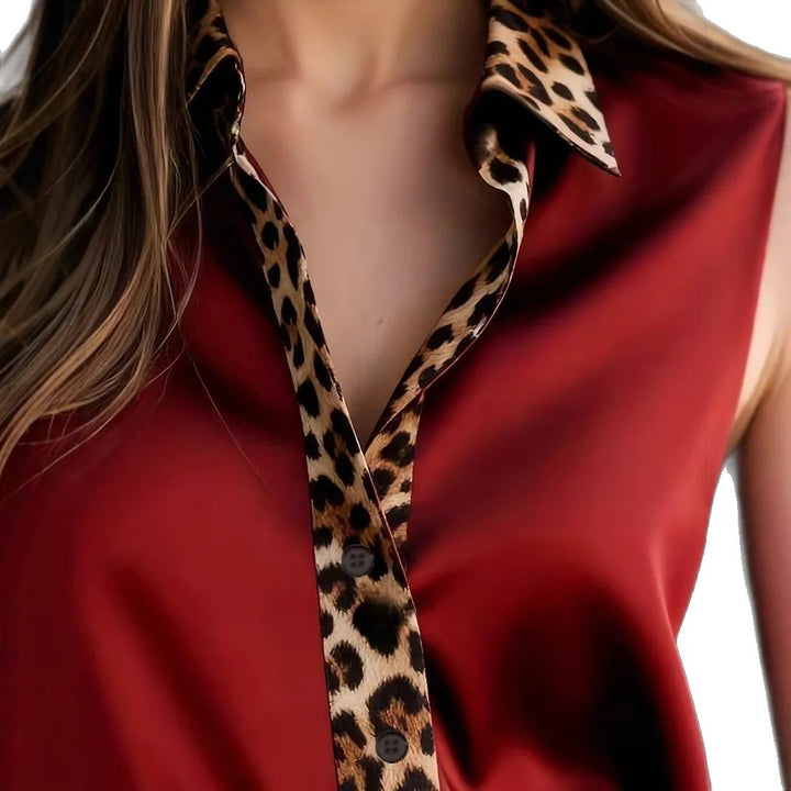 Auriel Leopard Satin Blouse
