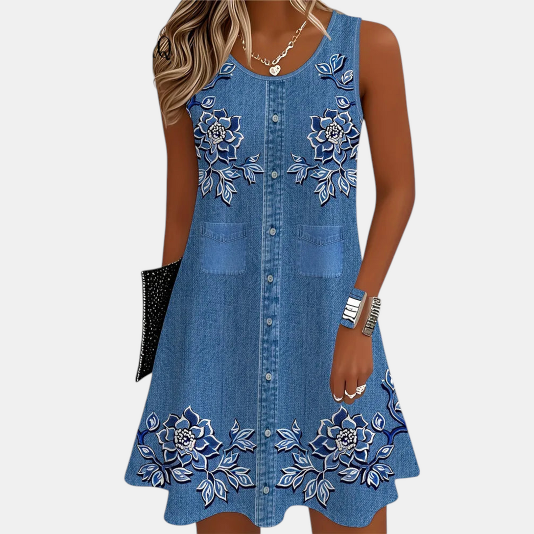 Maren Floral Print A-Line Mini Dress