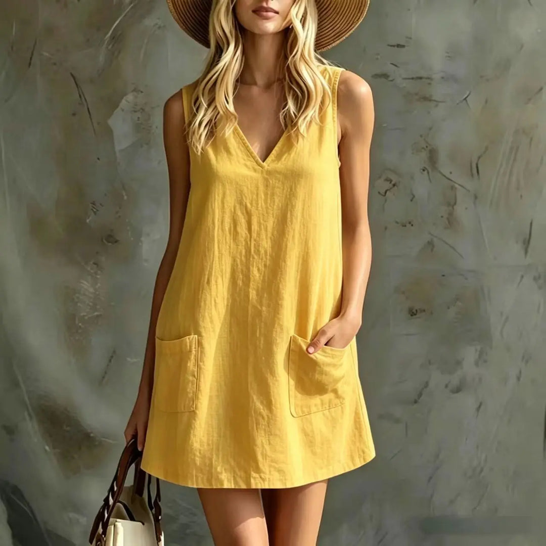 Brooke Linen Pocket Mini Dress