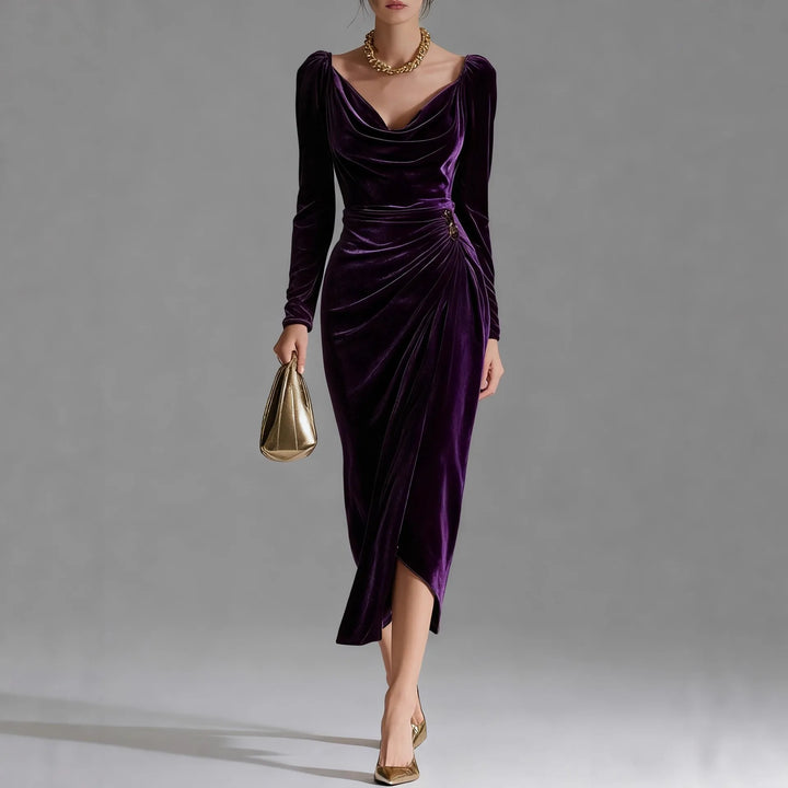 Vivienne Velvet Ruched Midi Dress