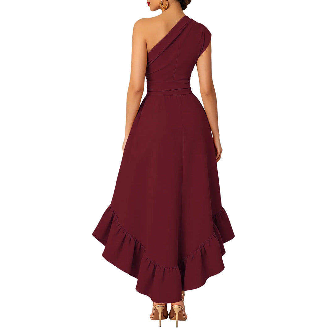 Juliana One Shoulder Ruffle Midi Dress