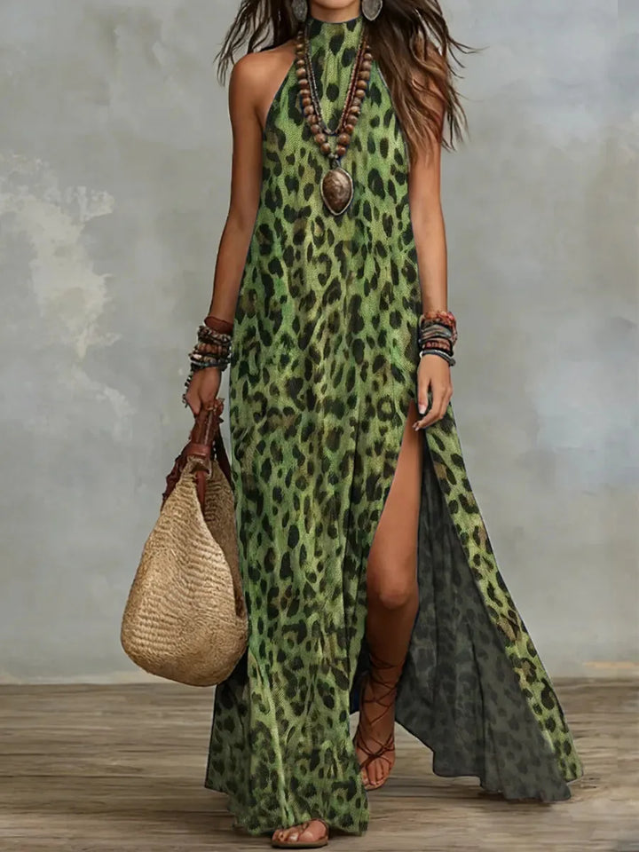 Paisley Bold Print Halter Neck Maxi Dress