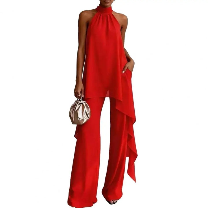 Kendall Draped Sleeveless Chiffon Matching Set