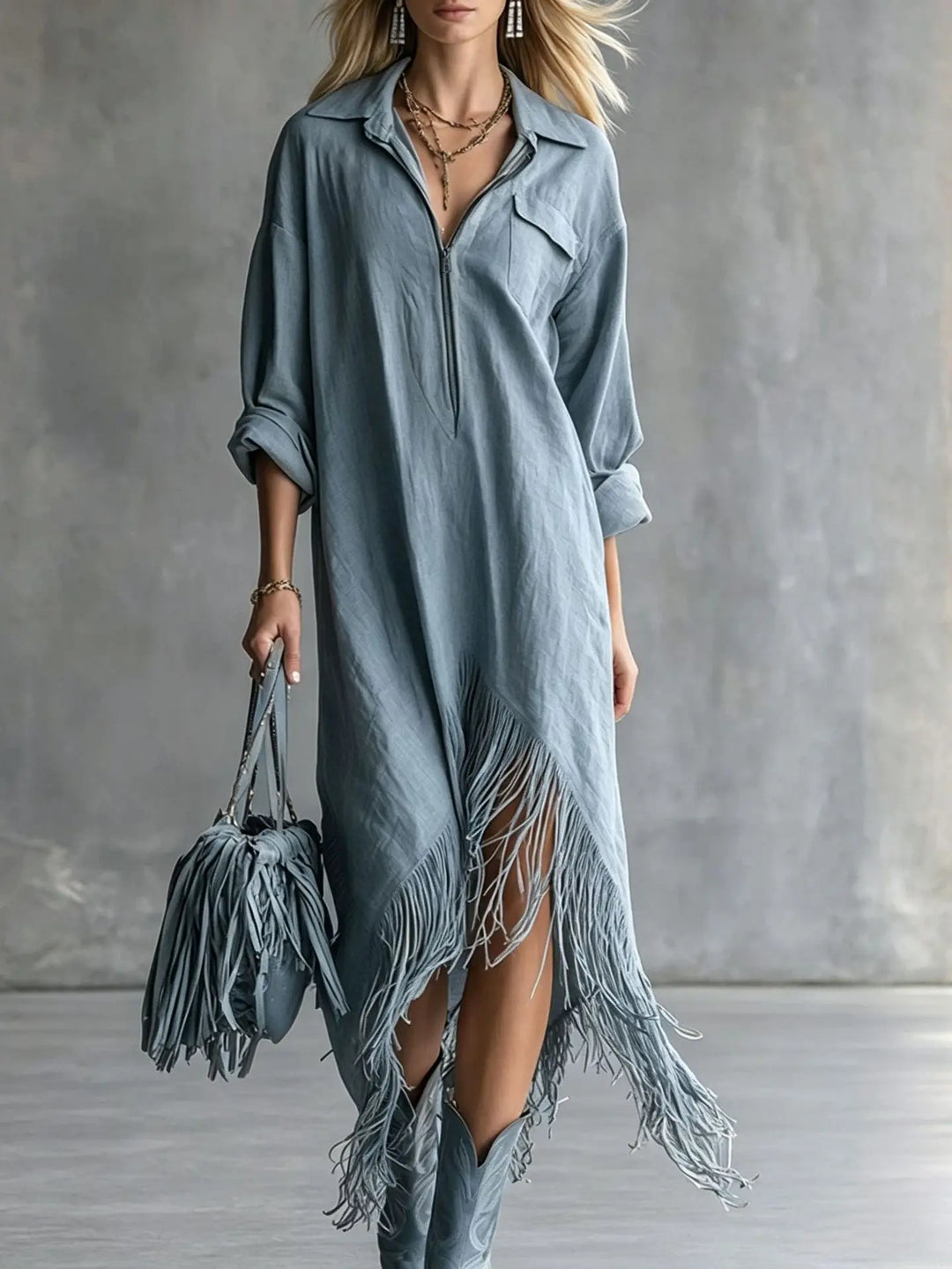 Mariam Fringe Hem Midi Dress